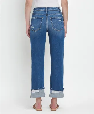 Vervet Daphne High Rise Cuff Straight Jeans
