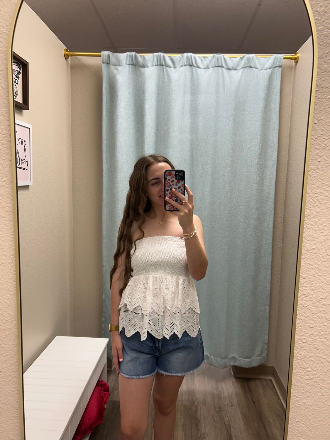 V&amp;L Eyelet Lace Tube Top-White