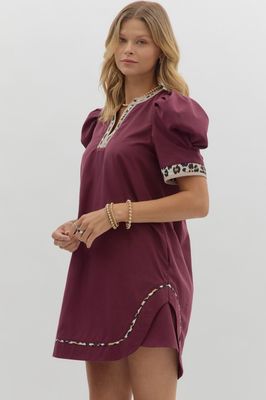 Entro Plum Wild Puff Sleeve Dress