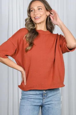 V&amp;L Rust Crew Neck Knitted Sweater