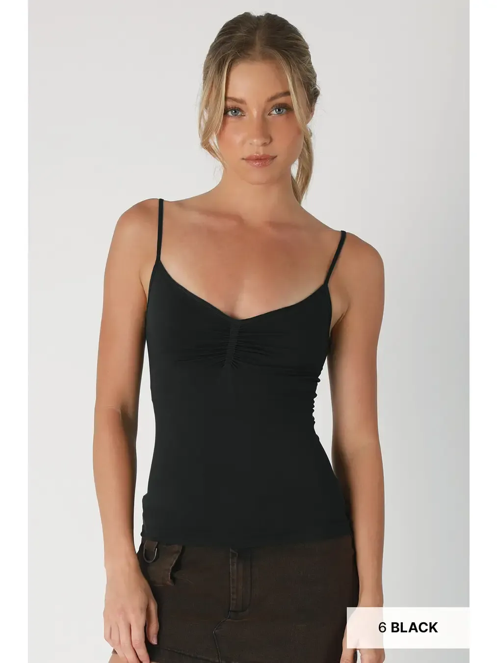 NikiBiki Black Shirred Cami