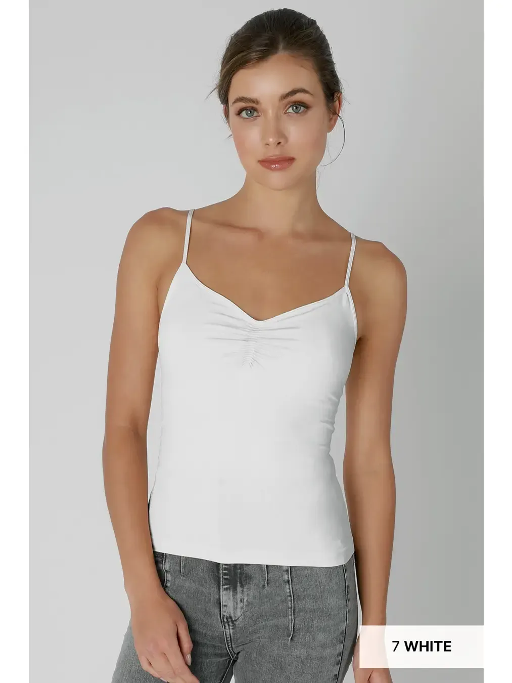 NikiBiki White Shirred Cami