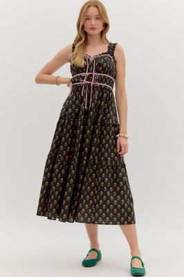 ENTRO Rose Blossom Lace Up Dress