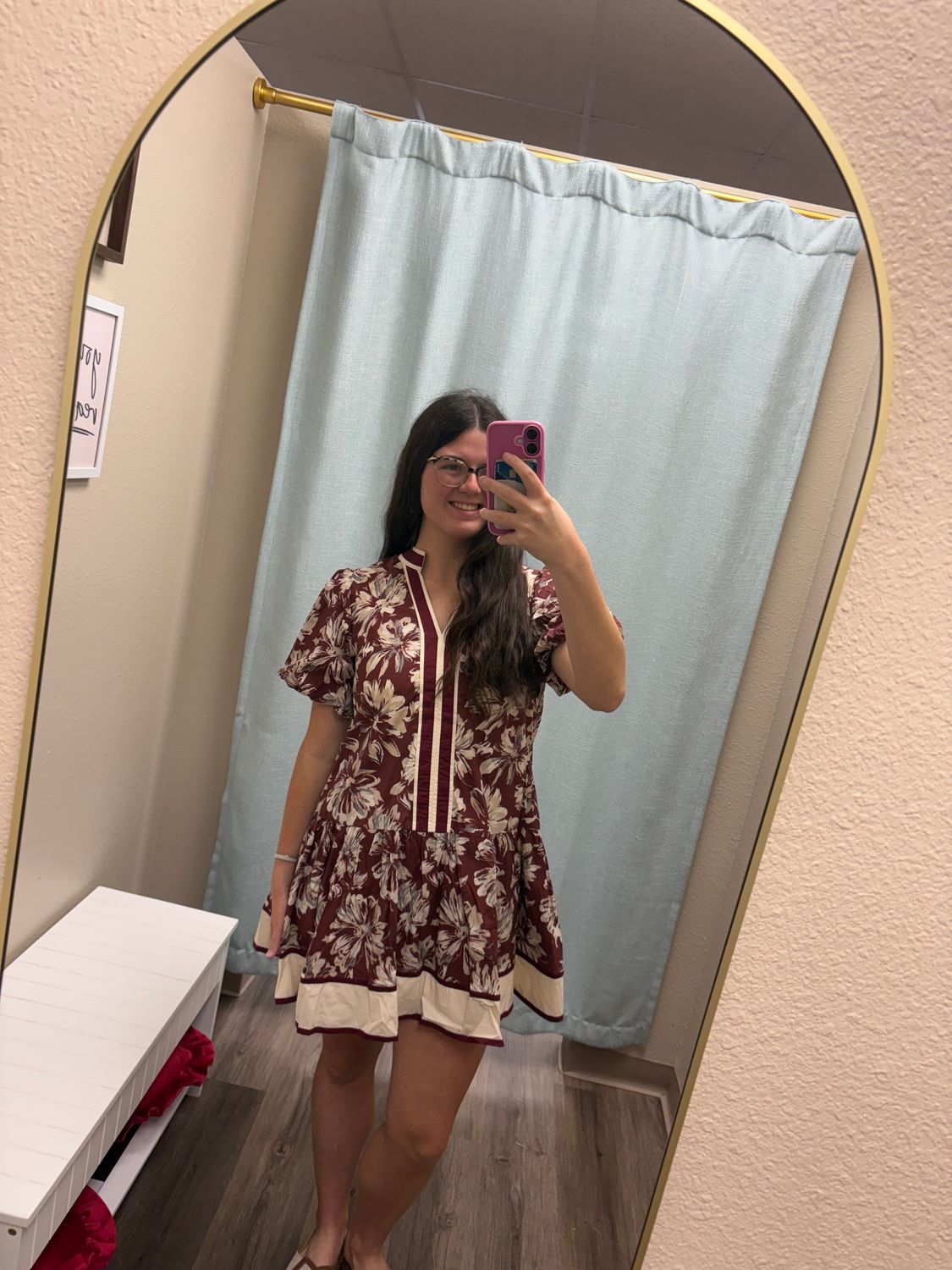 ENTRO Mckayla Burgundy Floral Dress