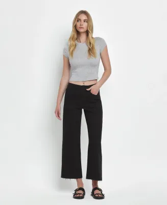 Vervet Black High Rise Crop Wide Leg