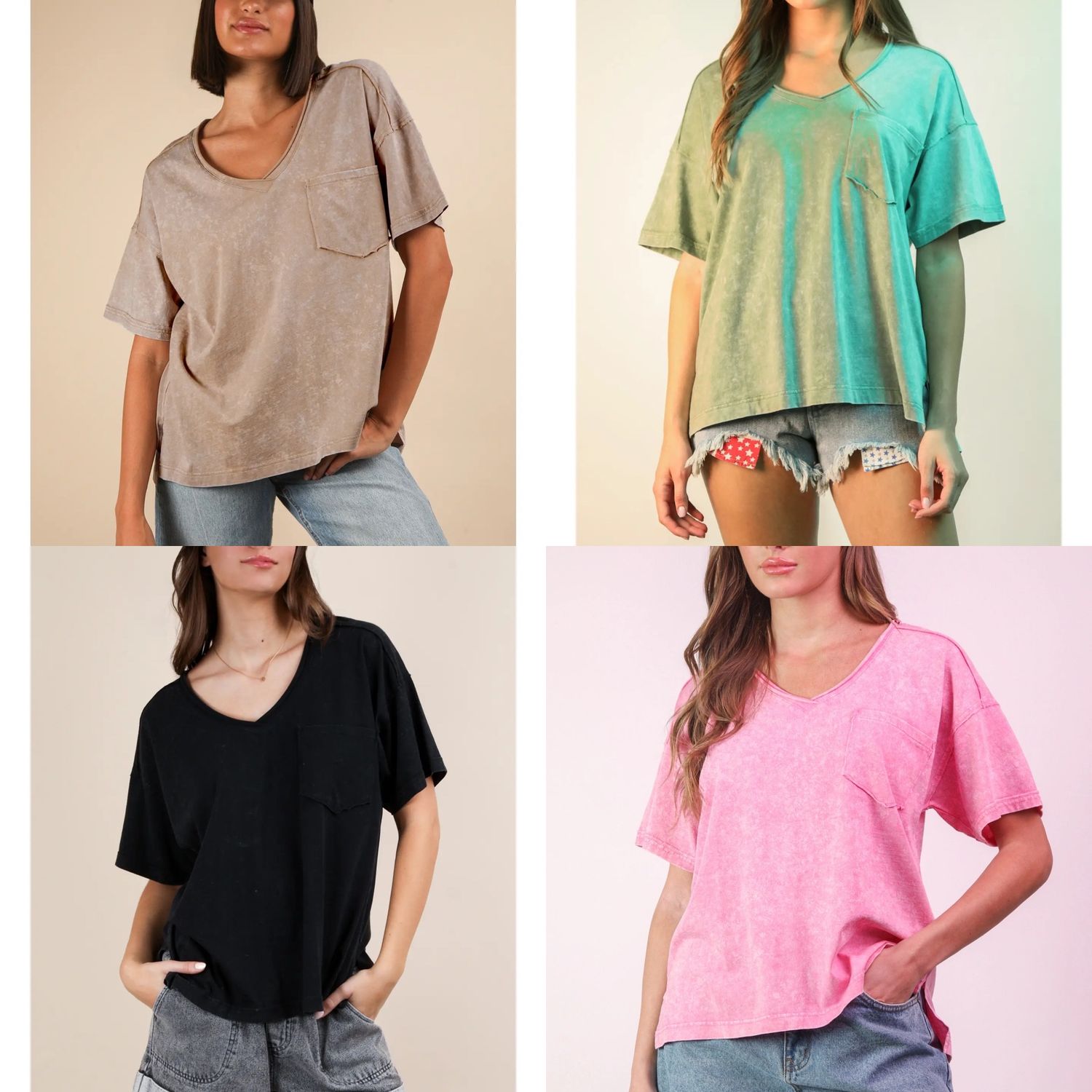 Very J Mineral Washed V-neck Tee