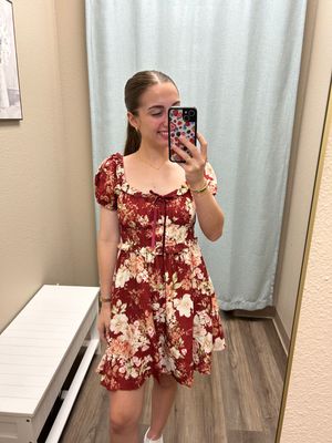 B.P Floral Ruffle Trim Velvet Mini Dress