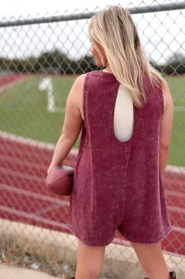JADELYNN BROOKE Maroon Tailgate Romper