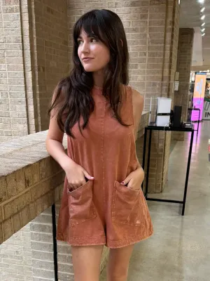 JADELYNN BROOKE Burnt Orange Tailgate Romper
