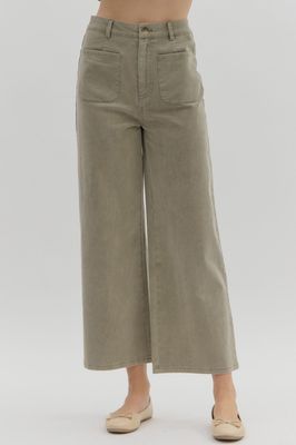 Entro Sahara Wide-Leg Pants-Olive 