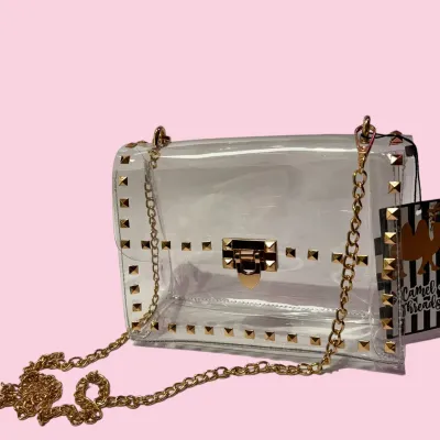 CT Gold Studded Clear Purse