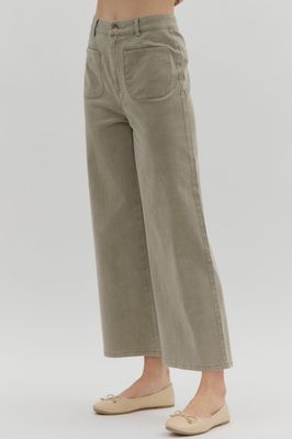 Entro Sahara Wide-Leg Pants-Olive 
