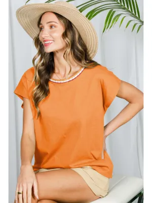 V&amp;L Orange Braided Dolman Top 82413