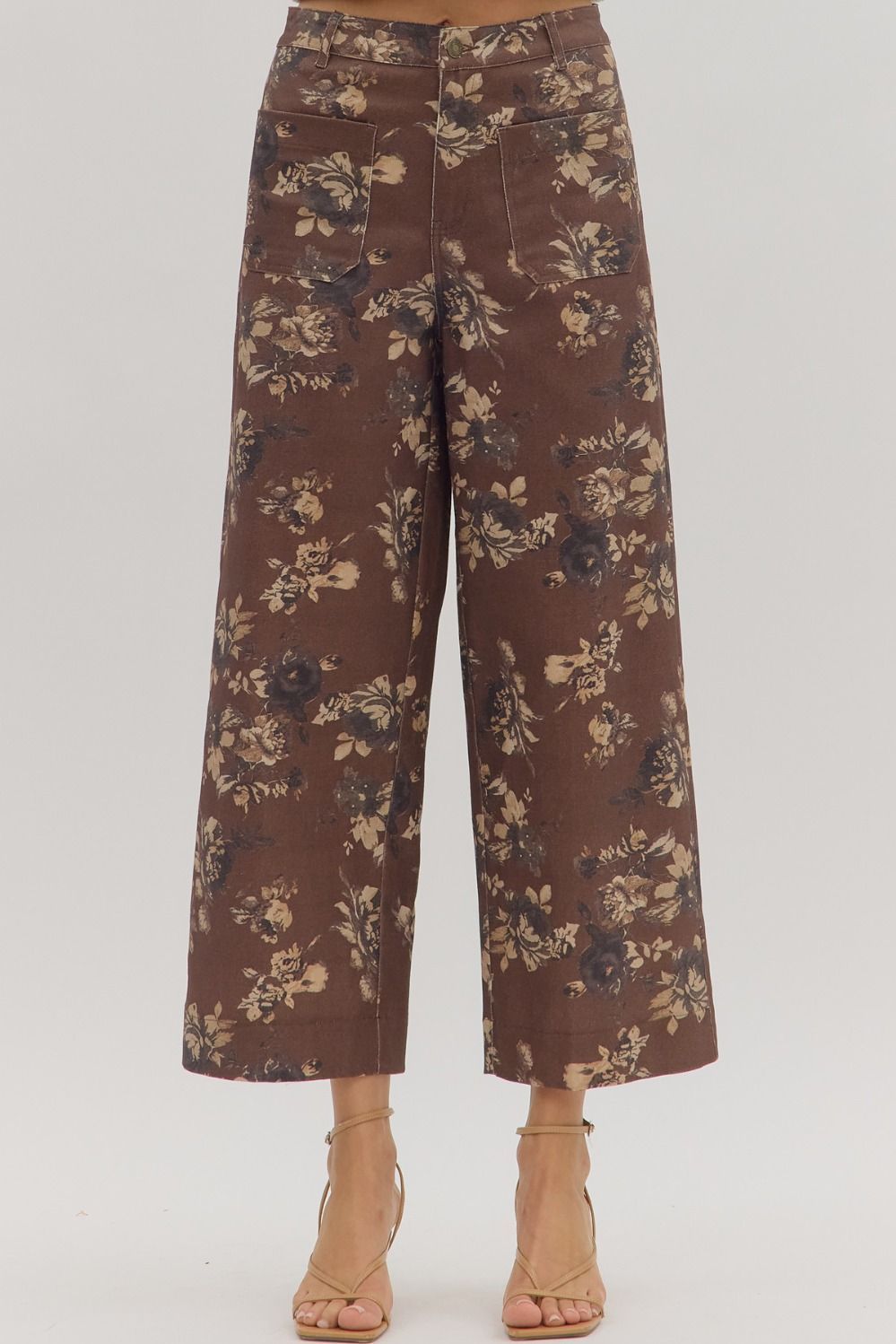 ENTRO Brown Floral Pants 27819