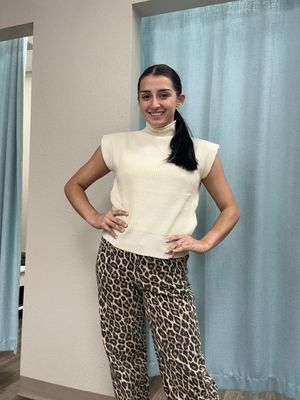 Ivory Mock Neck Ribbed Sweater