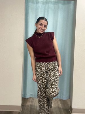 Maroon Mock Neck Ribbed Knit Sweater