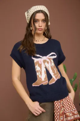 Boot Bow Sweater Vest