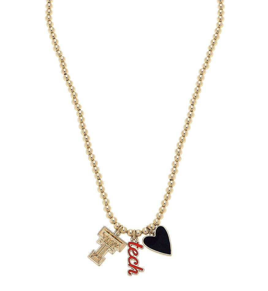 CANVAS Texas Tech Red Raiders Charm Necklace-Ball Bead