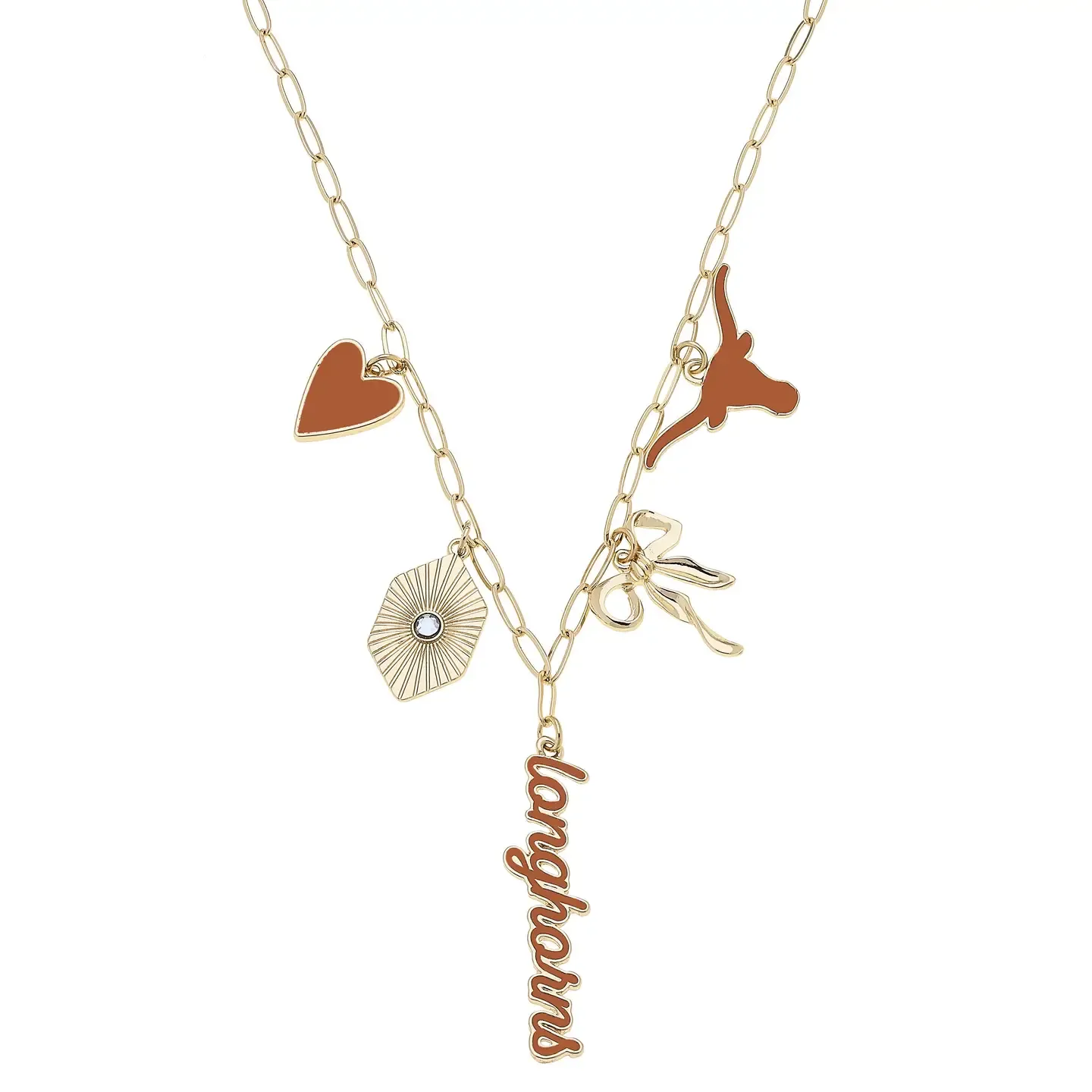 CANVAS Texas Longhorns Charm Necklace-Paper Clip