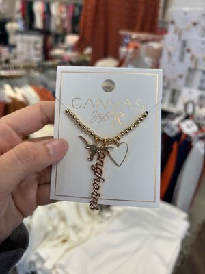 CANVAS Texas Longhorns Charm Necklace- Ball Bead