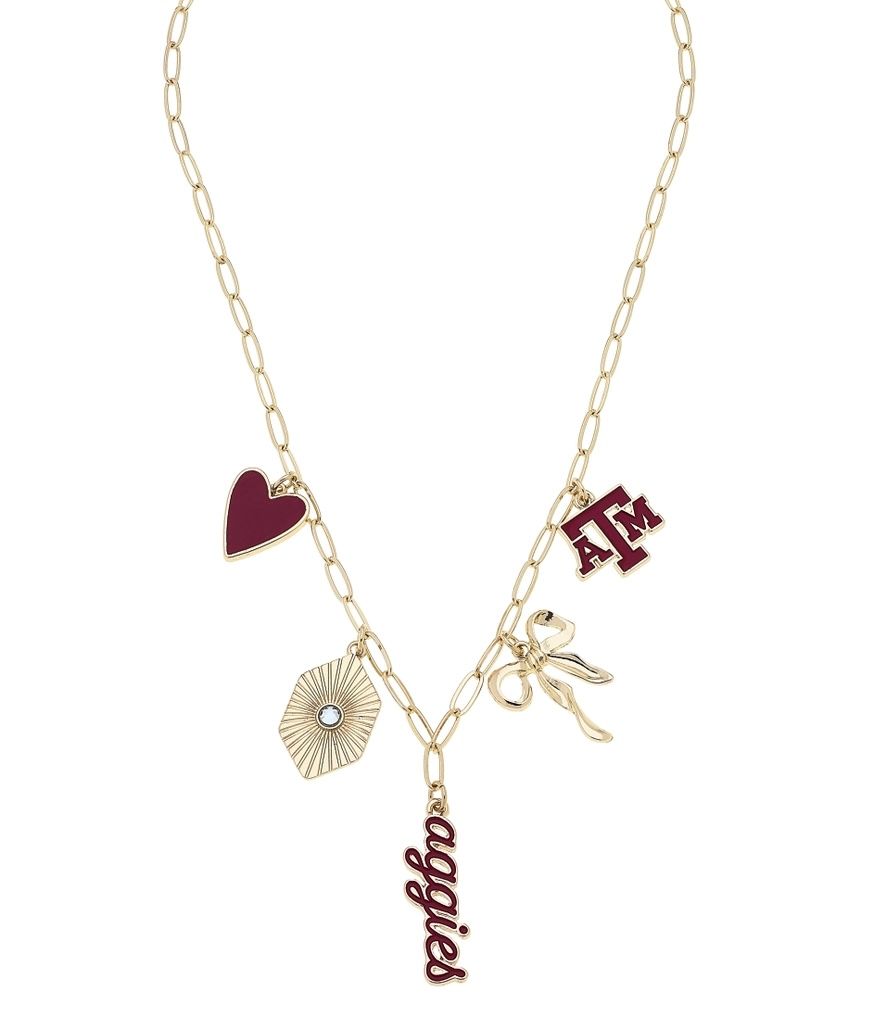 CANVAS Texas A&amp;M Aggies Charm Necklace-Paper Clip 