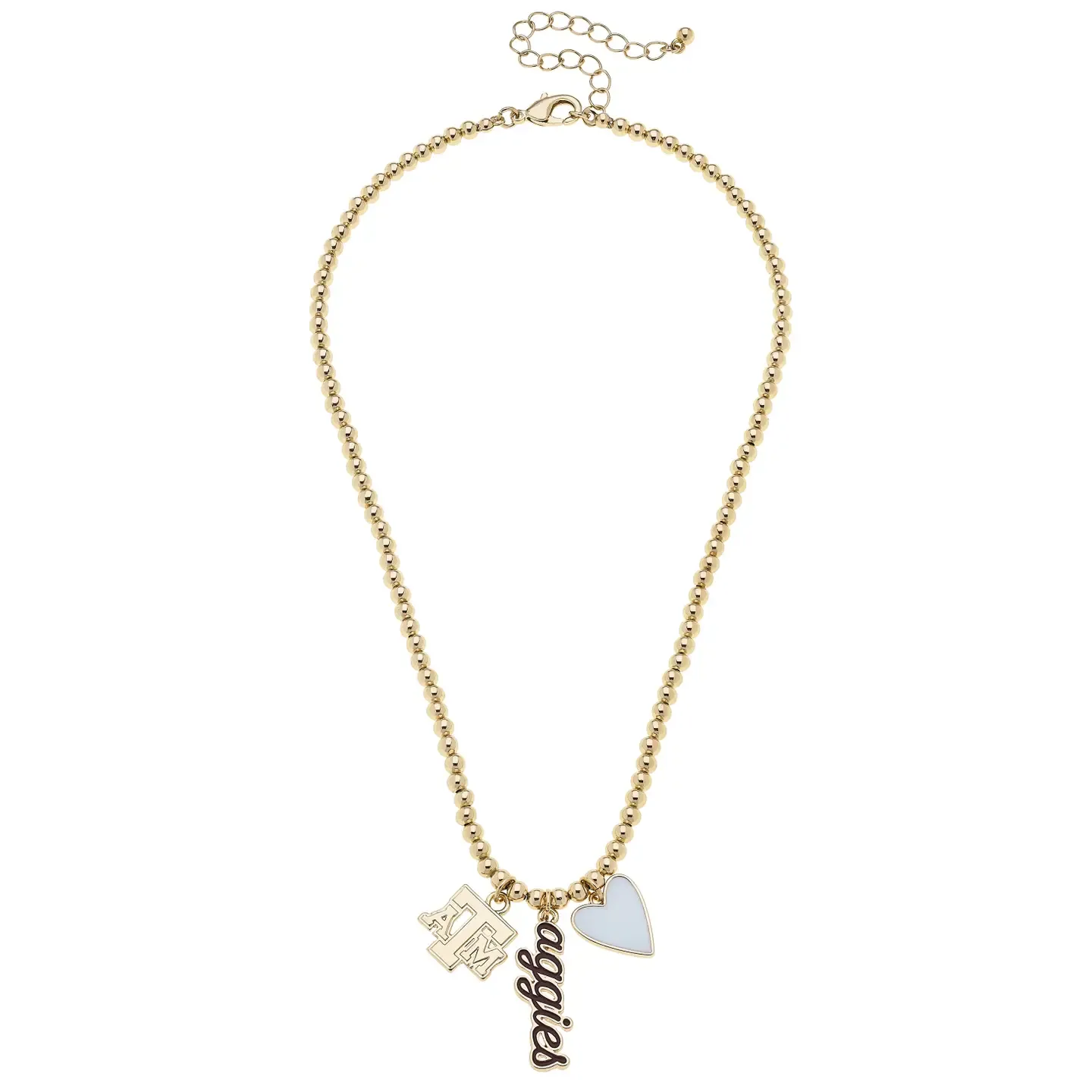 CANVAS Texas A&amp;M Aggies Charm Necklace- Ball Bead
