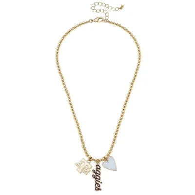 CANVAS Texas A&amp;M Aggies Charm Necklace- Ball Bead