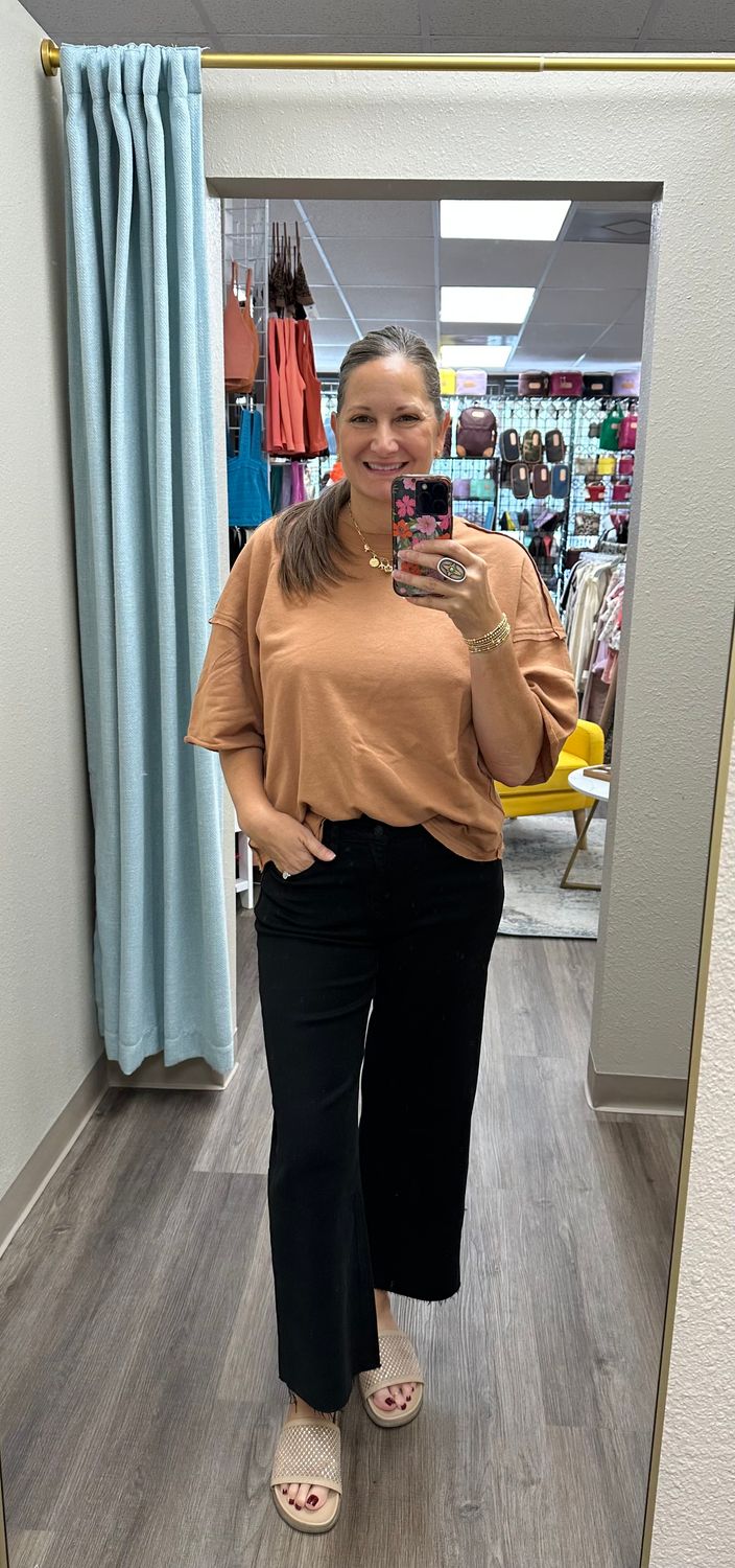 V&amp;L Mocha Vintage Crew Neck Knit Top 82311