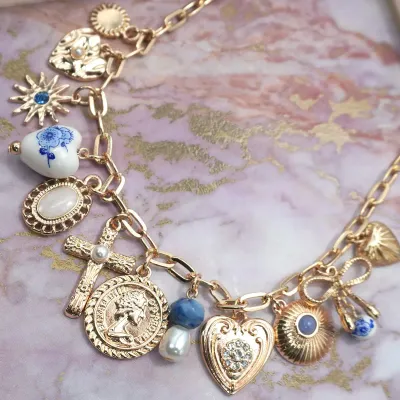 JOSSLYN Porcelain Hearts Charm Necklace