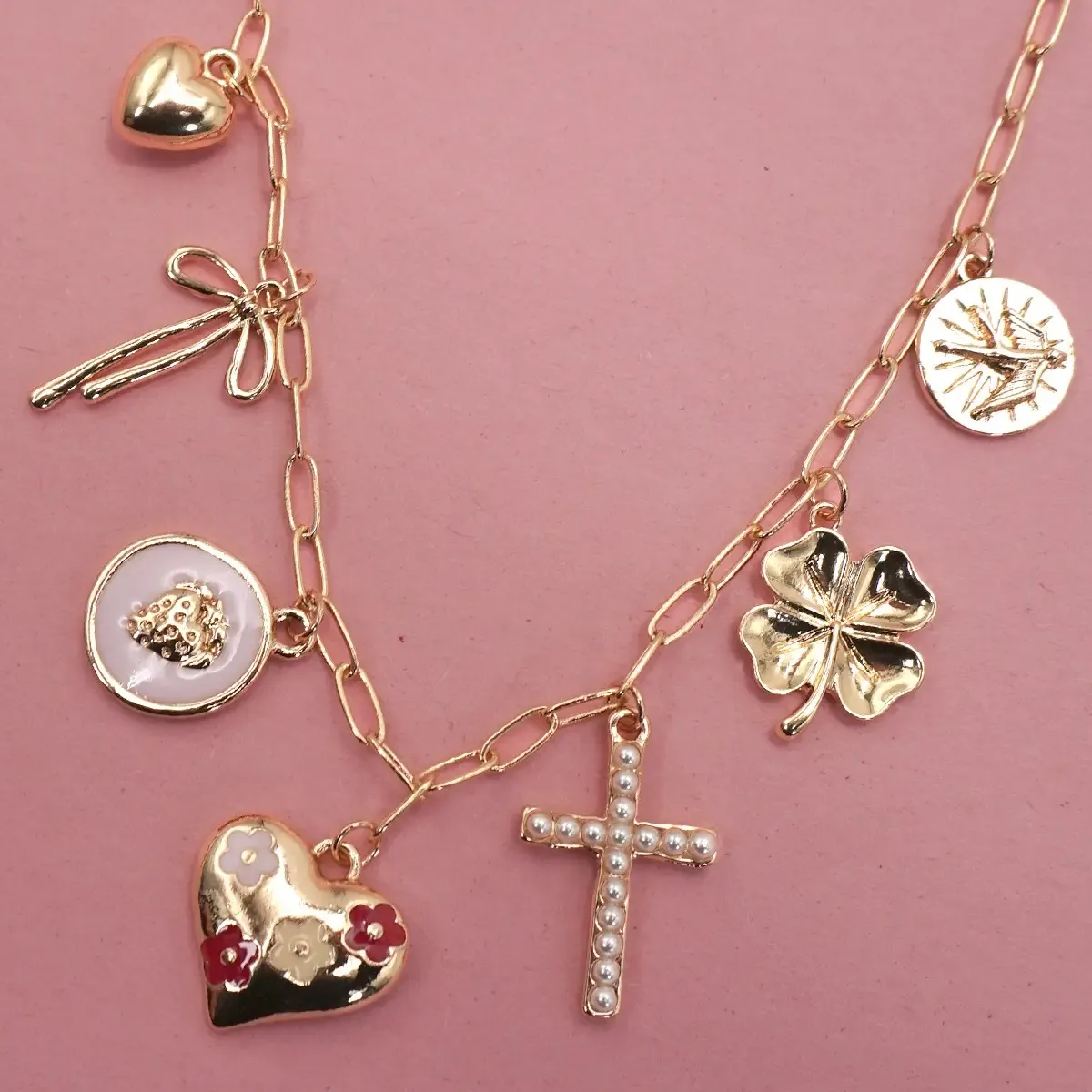 JOSSLYN Cross Clover Heart Necklace