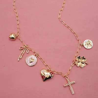 JOSSLYN Cross Clover Heart Necklace
