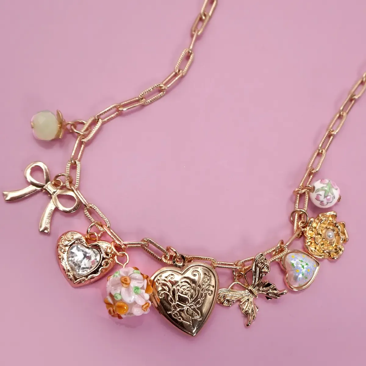 JOSSLYN Heart Locket Charm Necklace