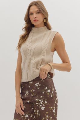 ENTRO Mock Neck Oatmeal Sweater Vest