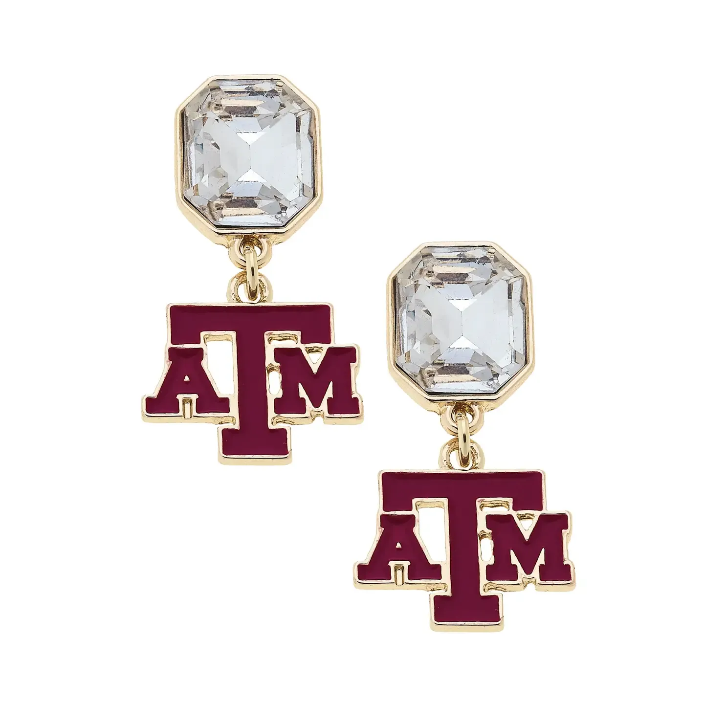 CANVAS TX A&amp;M Rhinestone Logo Earrings