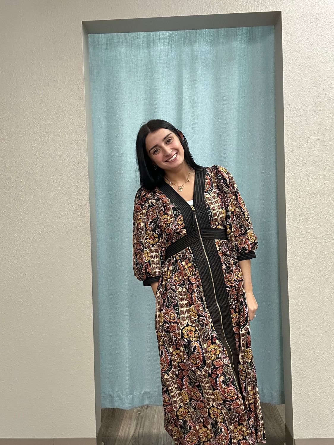 ENTRO Lainey Fall Floral Zip Front Dress