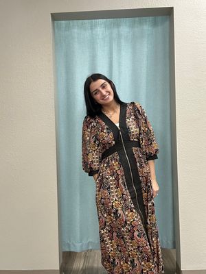 ENTRO Lainey Fall Floral Zip Front Dress