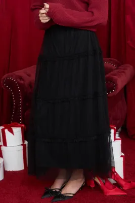 Polkadot Tulle Tiered Skirt