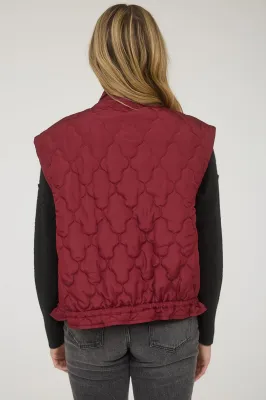 Maroon Bow Quilted Vest