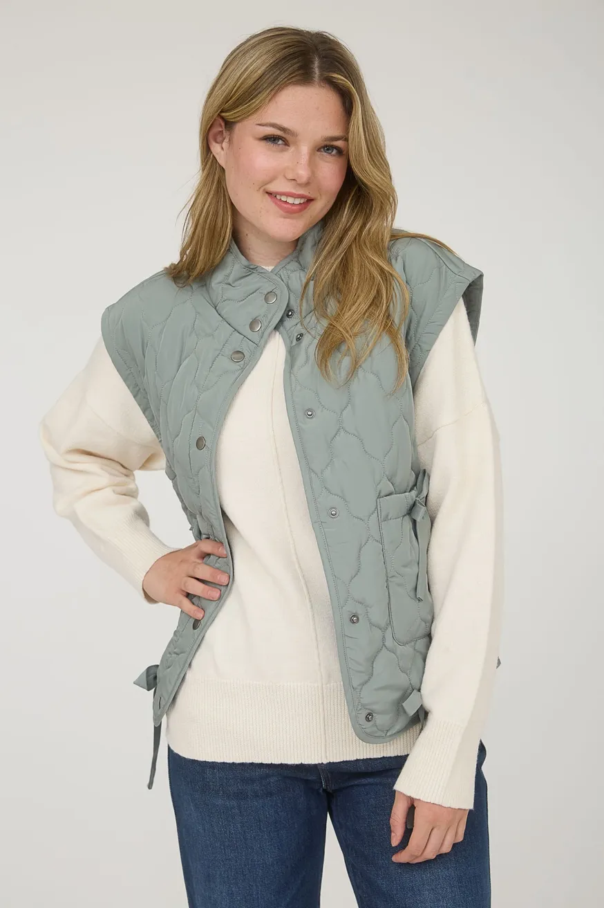 Sage Bow Quilted Vest