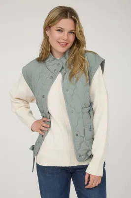 Sage Bow Quilted Vest