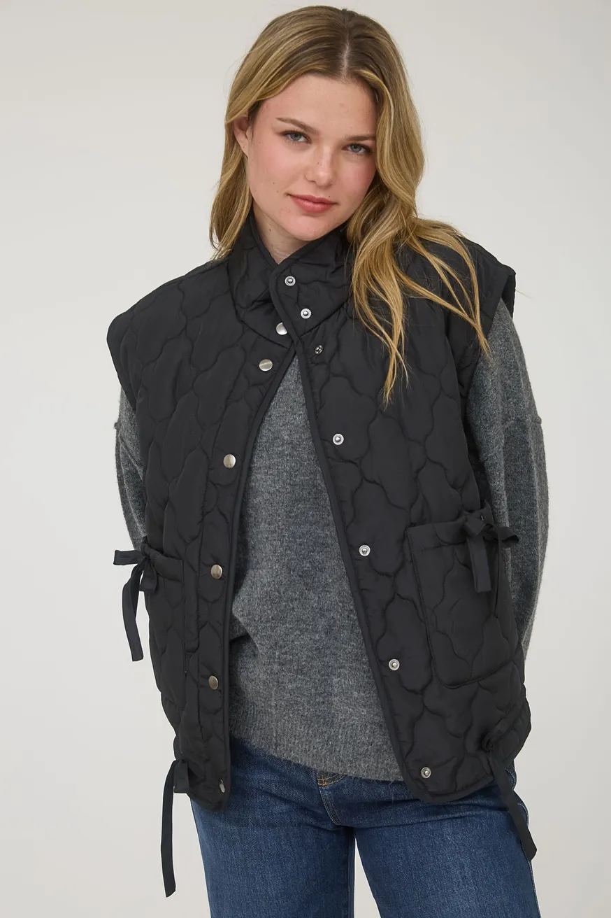 Black Bow Quilted Vest