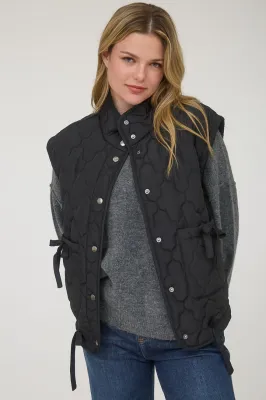 Black Bow Quilted Vest