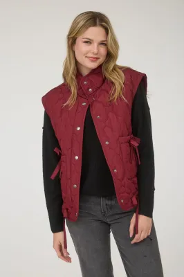 Maroon Bow Quilted Vest