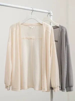 Cream Waffle Cardigan