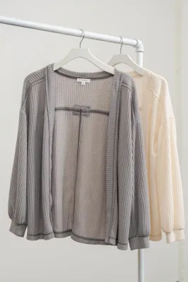 Gray Waffle Cardigan