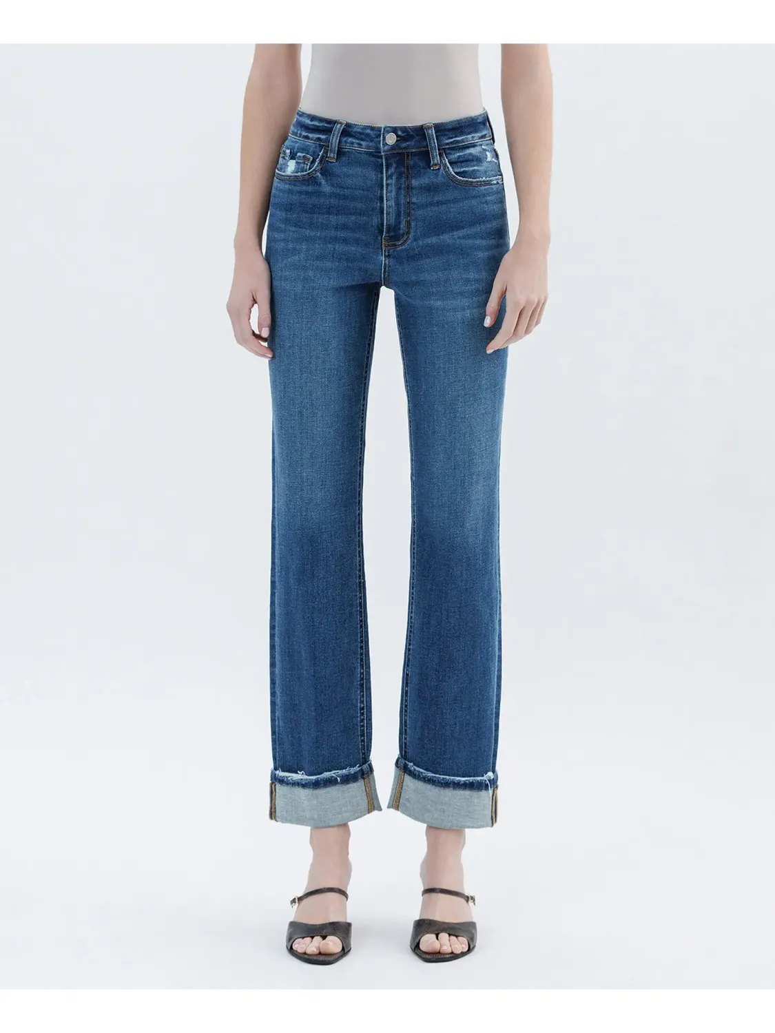 VERVET High Rise Cuffed Straight