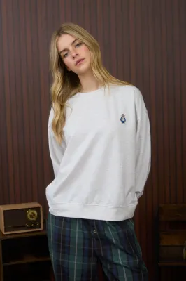 Embroidered Teddy Long Sleeve Top