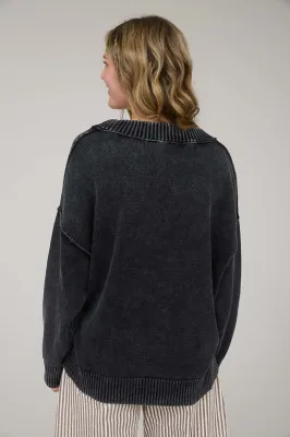 B.P Washed V-Neck Oversized Sweater 