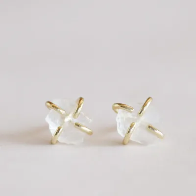 Jax Kelly Clear Quartz Prong Earrings
