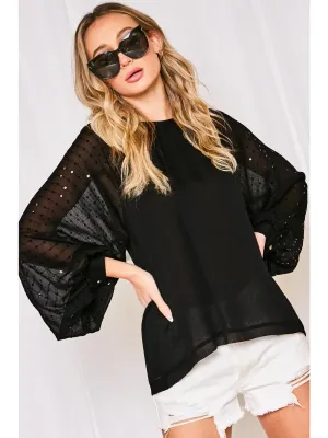 Vine &amp; Love Ember Black Sequin Party Top